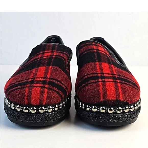Chelsea & Violet Red Buffalo Plaid Conie Style Slip On Loafers - Picture 2 of 8